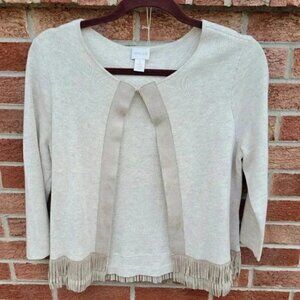 Chico's Cardigan Sweater Women's Size Medium Beige Suede Accents